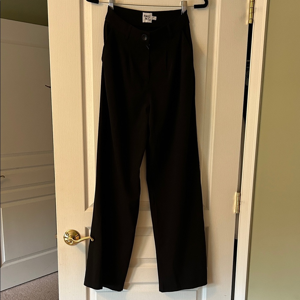 Princess Polly Archer Pants Black Wide-Leg Trousers